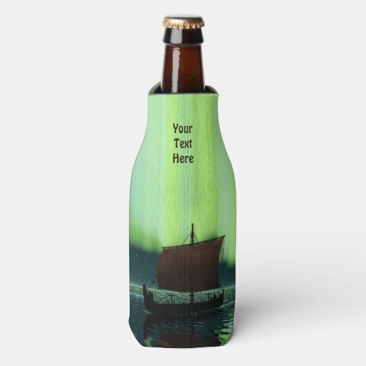 Viking Ship under Northern Lights Flesjeskoeler (Fles Voorkant)