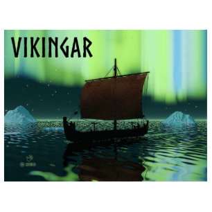 Viking Ship under Northern Lights Fotobeeldje Magneet