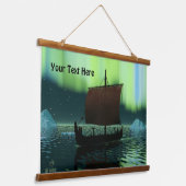 Viking Ship under Northern Lights Hangend Wandkleed (Gebogen)
