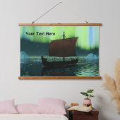 Viking Ship under Northern Lights Hangend Wandkleed (Slaapkamer)