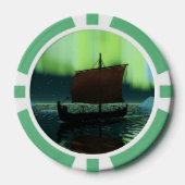 Viking Ship under Northern Lights Poker Chips (Voorkant)