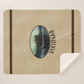 Viking Ship under Northern Lights Sherpa Deken (Voorkant (horizontaal))