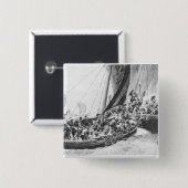 Viking Ships Vierkante Button 5,1 Cm (Voorkant /achterkant)