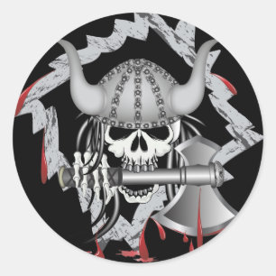 Viking Skull Ronde Sticker