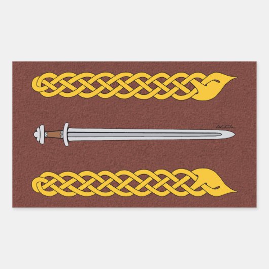 Viking Sword en Plaitwork Rechthoekige Sticker (Voorkant)