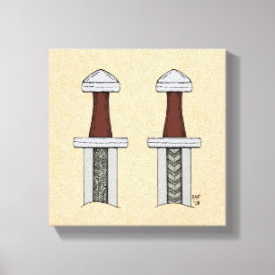 Viking Sword Pattern Welding Canvas Afdruk