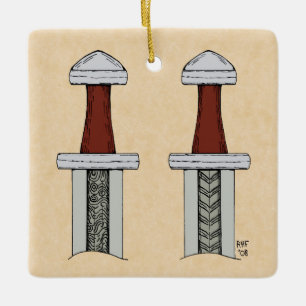 Viking Sword Pattern Welding Keramisch Ornament