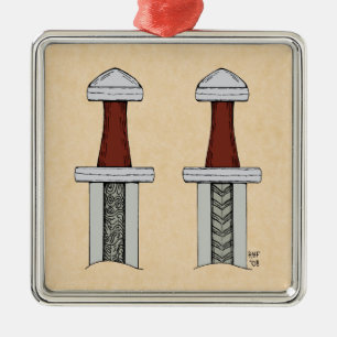 Viking Sword Pattern Welding Metalen Ornament