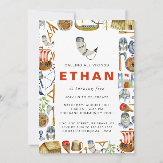 Viking Thème Anniversaire Fête Invitation (Devant)