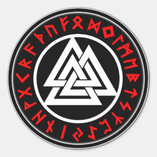 Viking Triscalion Red Runes  Ronde Sticker