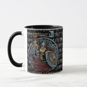 Viking Valhalla Krijger Achtergrond Runen Mok