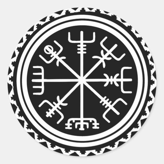 Viking Vegvisir Compass Ronde Sticker (Voorkant)