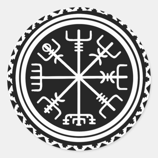 Viking Vegvisir Nautical Compass Ronde Sticker (Voorkant)