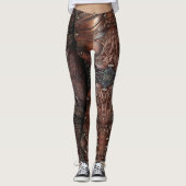 Viking Vest Armor Brown Leather Abstract Leggings (Voorkant)