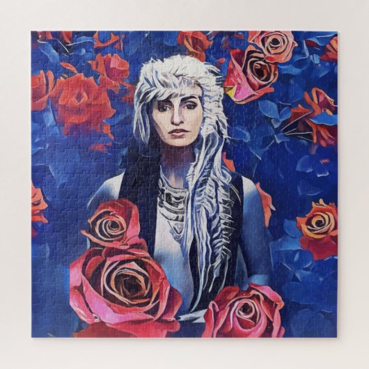 Viking Vrouw Rode Rozen Originele Abstracte kunst Legpuzzel (Verticaal)