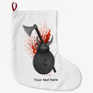 Viking wapens van oorlog en bloedspatten grote kerstsok