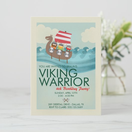 Viking Warrior Birthday Uitnodiging (Staand voorkant)