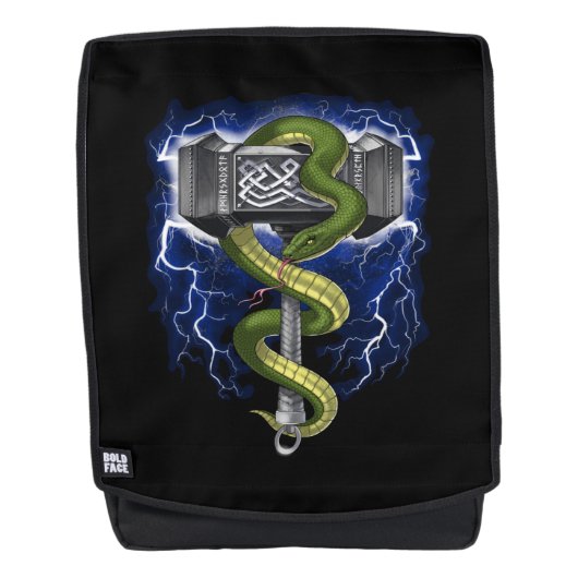 Viking Warrior Hammer Rugtassen (Voorkant)