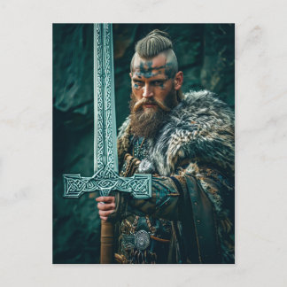 Viking Warrior in Authentic Attire Briefkaart