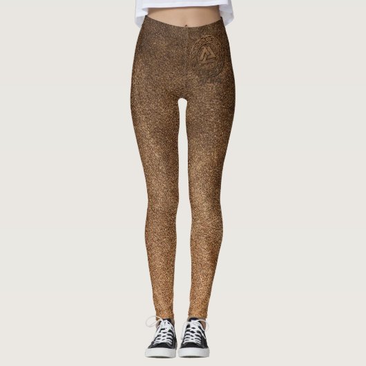 Viking Warrior Leather Print Leggings (Voorkant)