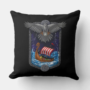 Viking Warrior Ship Raven Kussen