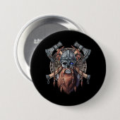 Viking Warrior Skull Ronde Button 7,6 Cm (Voorkant /achterkant)