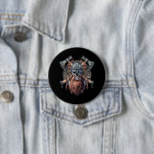 Viking Warrior Skull Ronde Button 7,6 Cm (In situ)