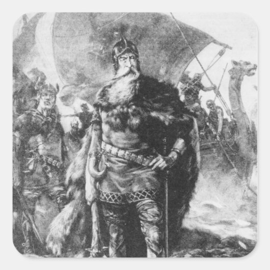 Viking Warrior Vierkante Sticker (Voorkant)