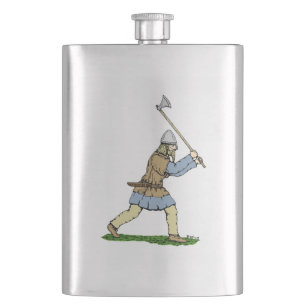 Viking Warrior Wielding Broad-Ax Flacon