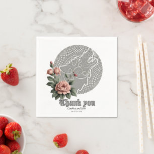 Viking Wolf en Rozen. Een gestileerde wolfskop, Servet