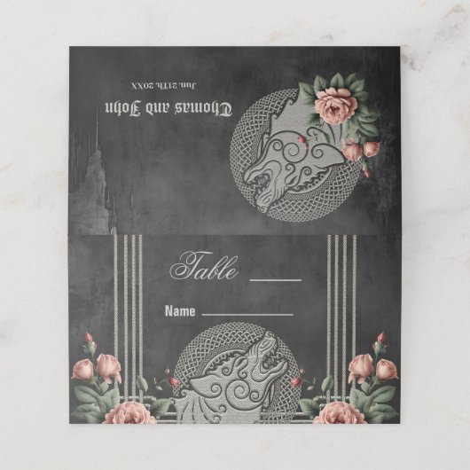 Viking Wolf en Rozen. Het hoofd van een gestileerd (Buitenkant ongevouwen)