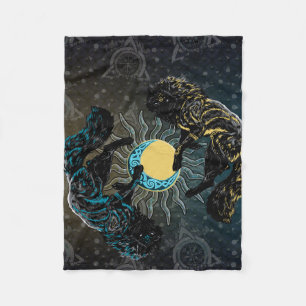 Viking Wolven Zon Maan Noorse Mythologie Dekbed Fleece Deken