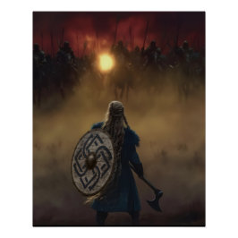Viking Woman Warrior wordt bedreigd Perfect Poster