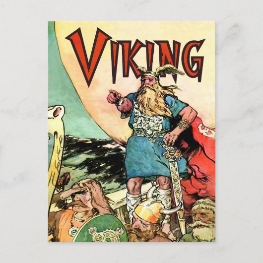 Vikinggod Thor Vikingschip Briefkaart (Voorkant)