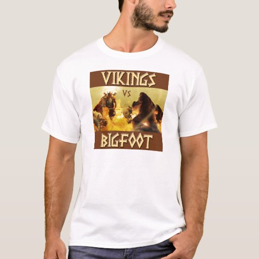 VIKINGS vs. BIGFOOT - Funny Fantasy Mashup T-shirt (Voorkant)
