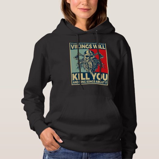 Vikings zal je doden en je horen over het Nors Hoodie (Voorkant)