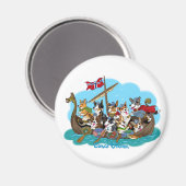 Vikingschip gevuld met Corgis Magneet (Voorkant / Achterkant)