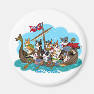 Vikingschip gevuld met Corgis Magneet
