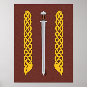 Vikingzwaard en vlechtwerk poster