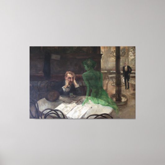 Viktor Oliva - De Absint Drinker (1901) Canvas Afdruk (Voorkant)