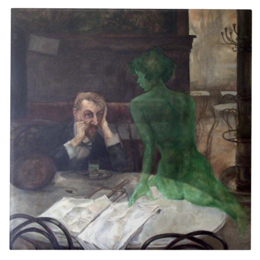 Viktor Oliva The Absinthe Drinker Poster Tegeltje (Voorkant)