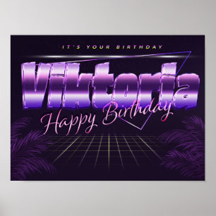 Viktoria Nom Vorname lila retro Poster Geburtstag