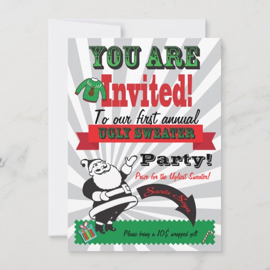 Vilain pull Fête de Noël Invitations (Dos)
