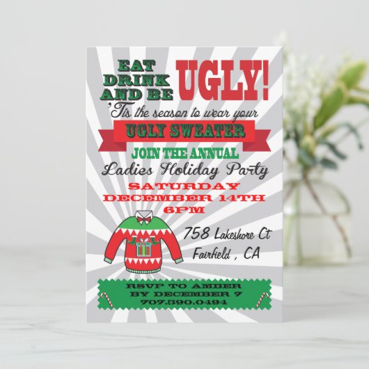 Vilain pull Fête de Noël Invitations (Debout devant)