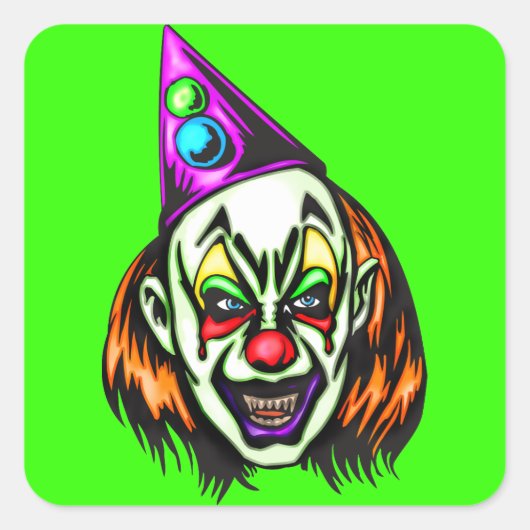 Vile Evil Clown Vierkante Sticker (Voorkant)
