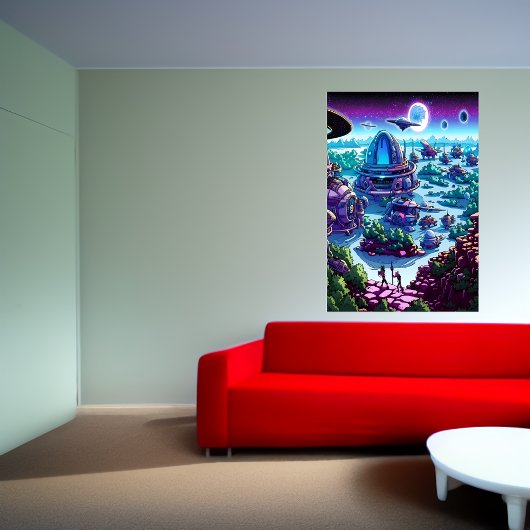 Village Alien sur la planète alien | AI Art Poster