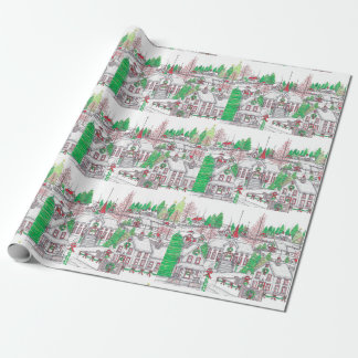 Village at Kerstwrapping Paper Cadeaupapier