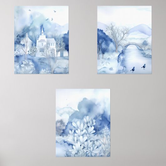 Village Bleu Tranquille - Paysage Boho (Recto)