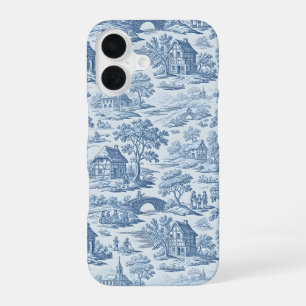 Village Blue Toile iPhone 16 Hoesje