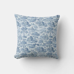 Village Blue Toile Kussen